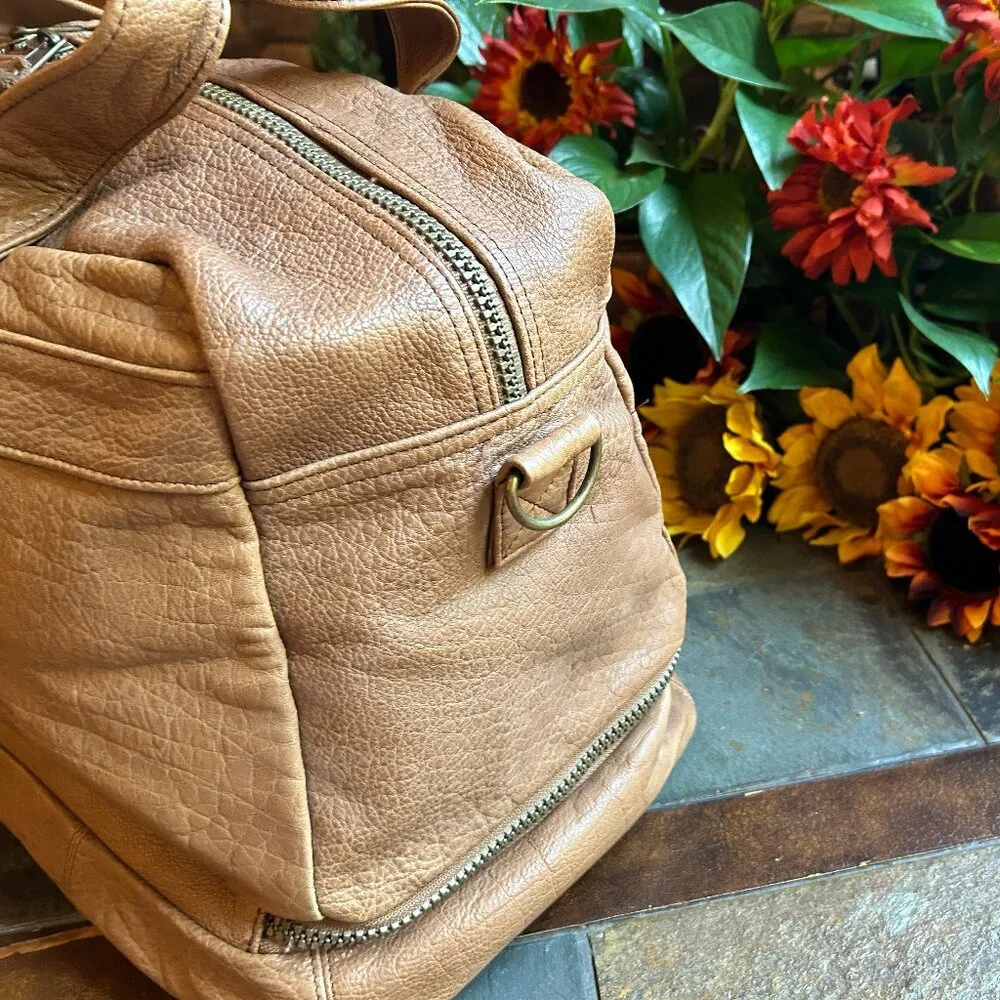 Soft-Sided Leather Carry-On Travel Duffle Bag - Picture 7 of 14